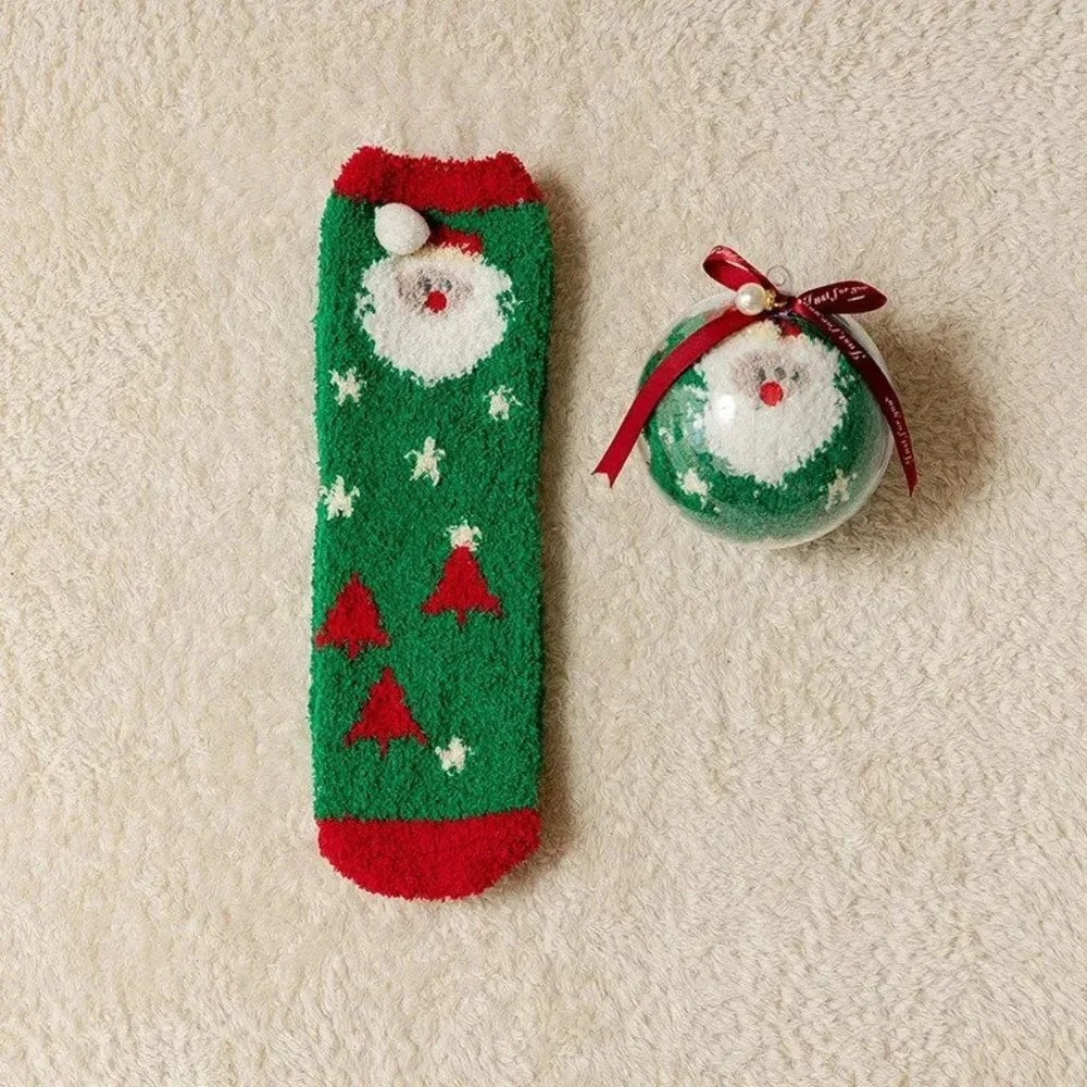 Festive Green and Red Soft Cozy Christmas Kids Socks New